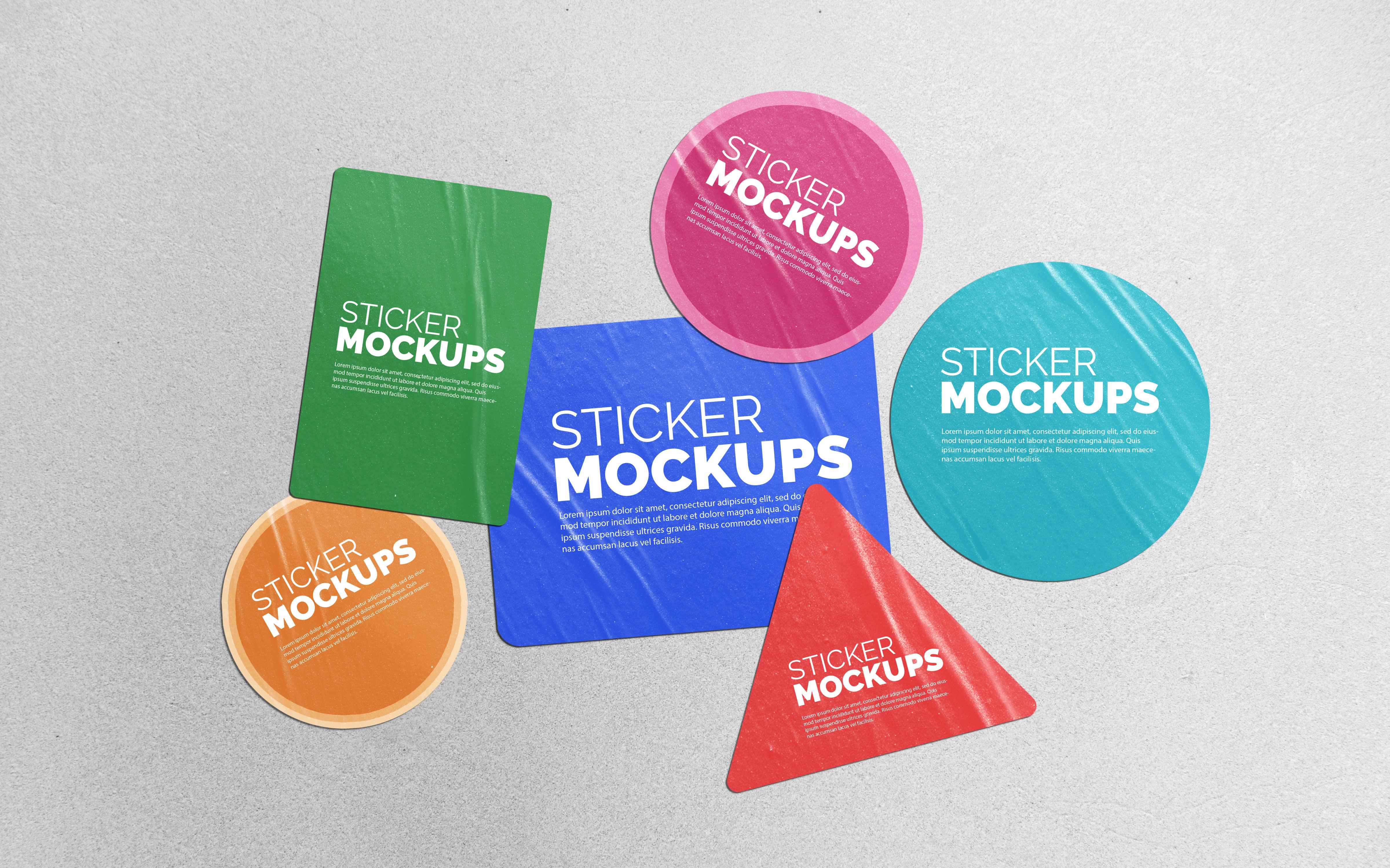 Realistic Paper Sticker Mockup Collection