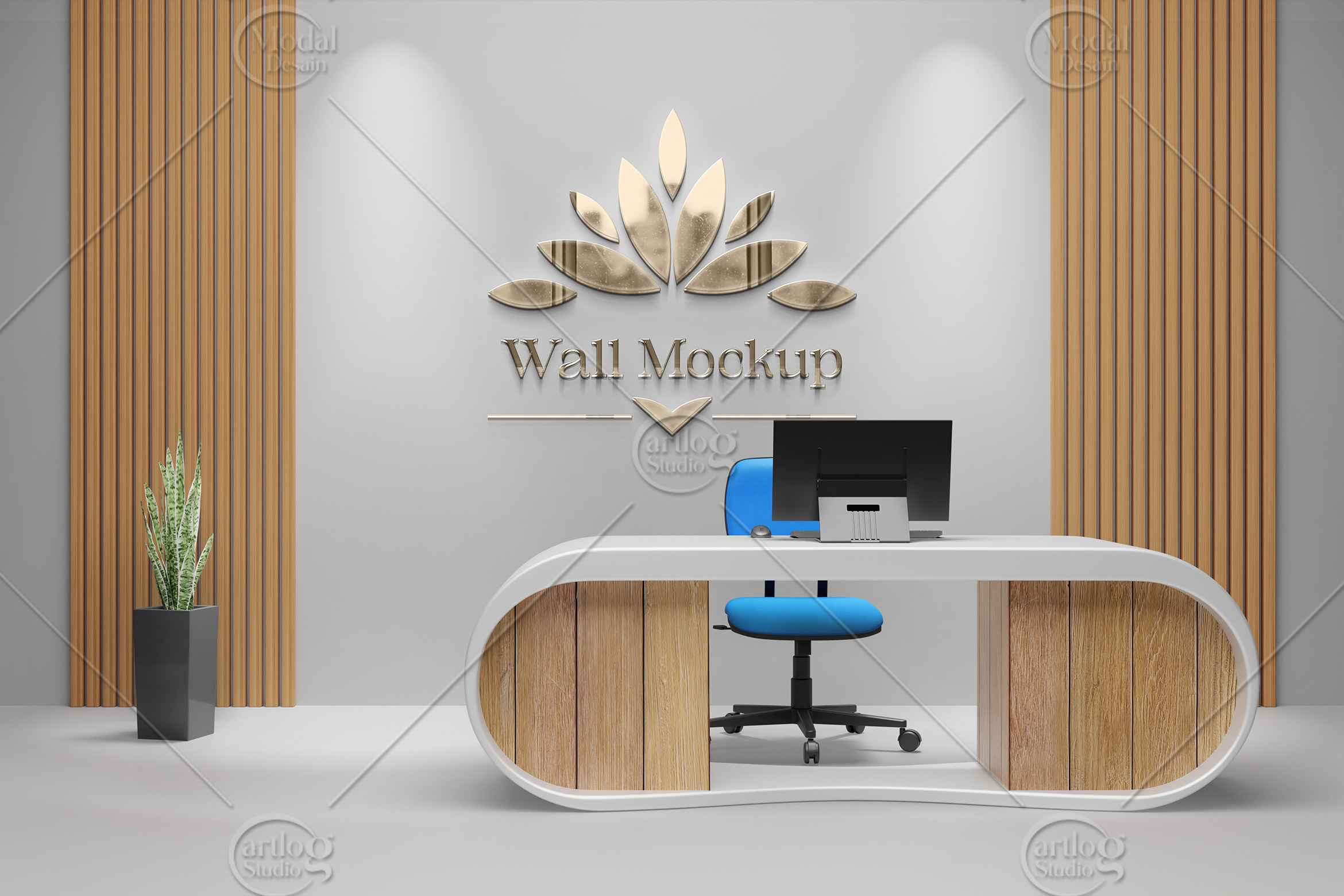 Logo Mockup Reflection - Receptionist Room