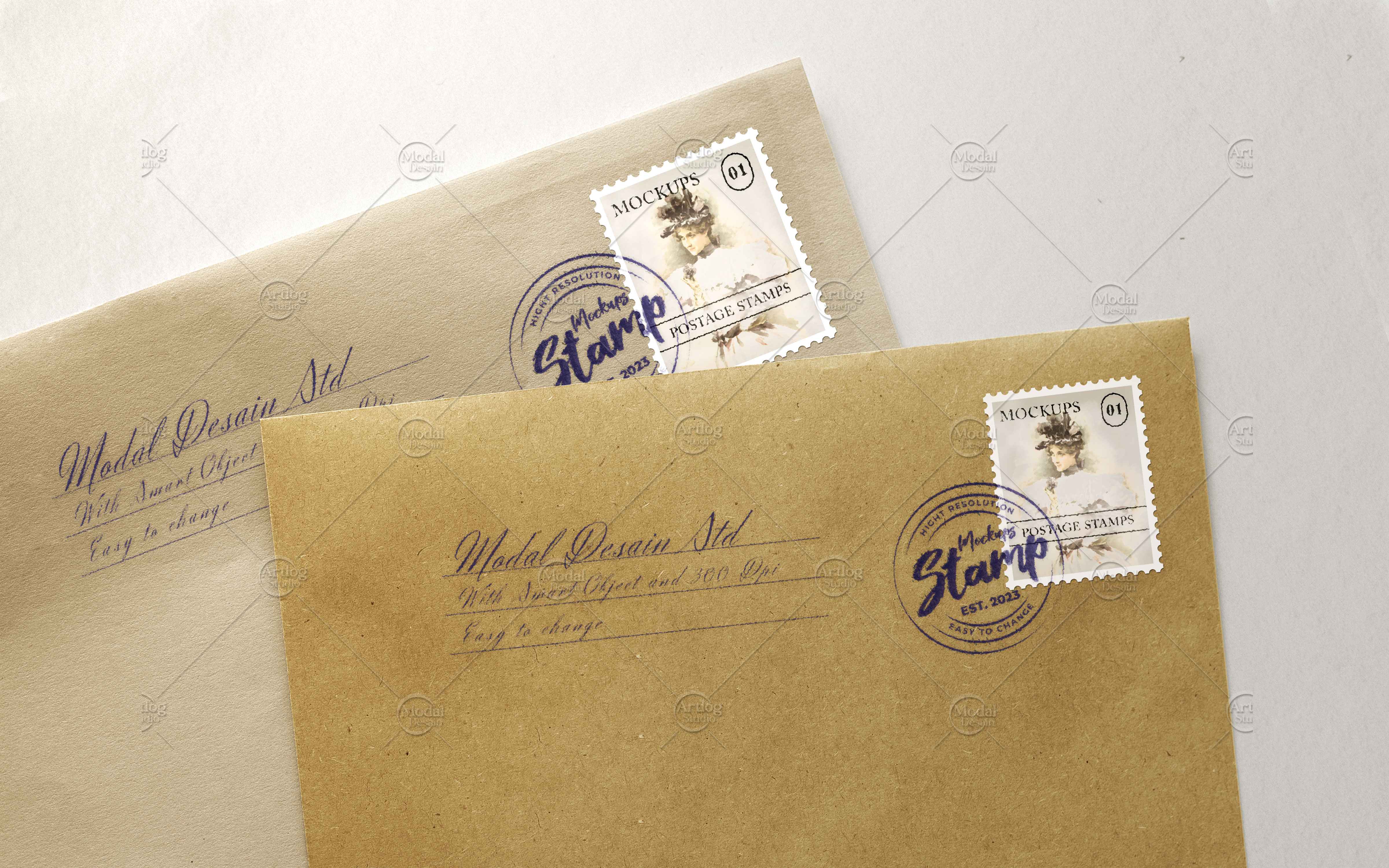 Stamp and Postage Stamp Mockup