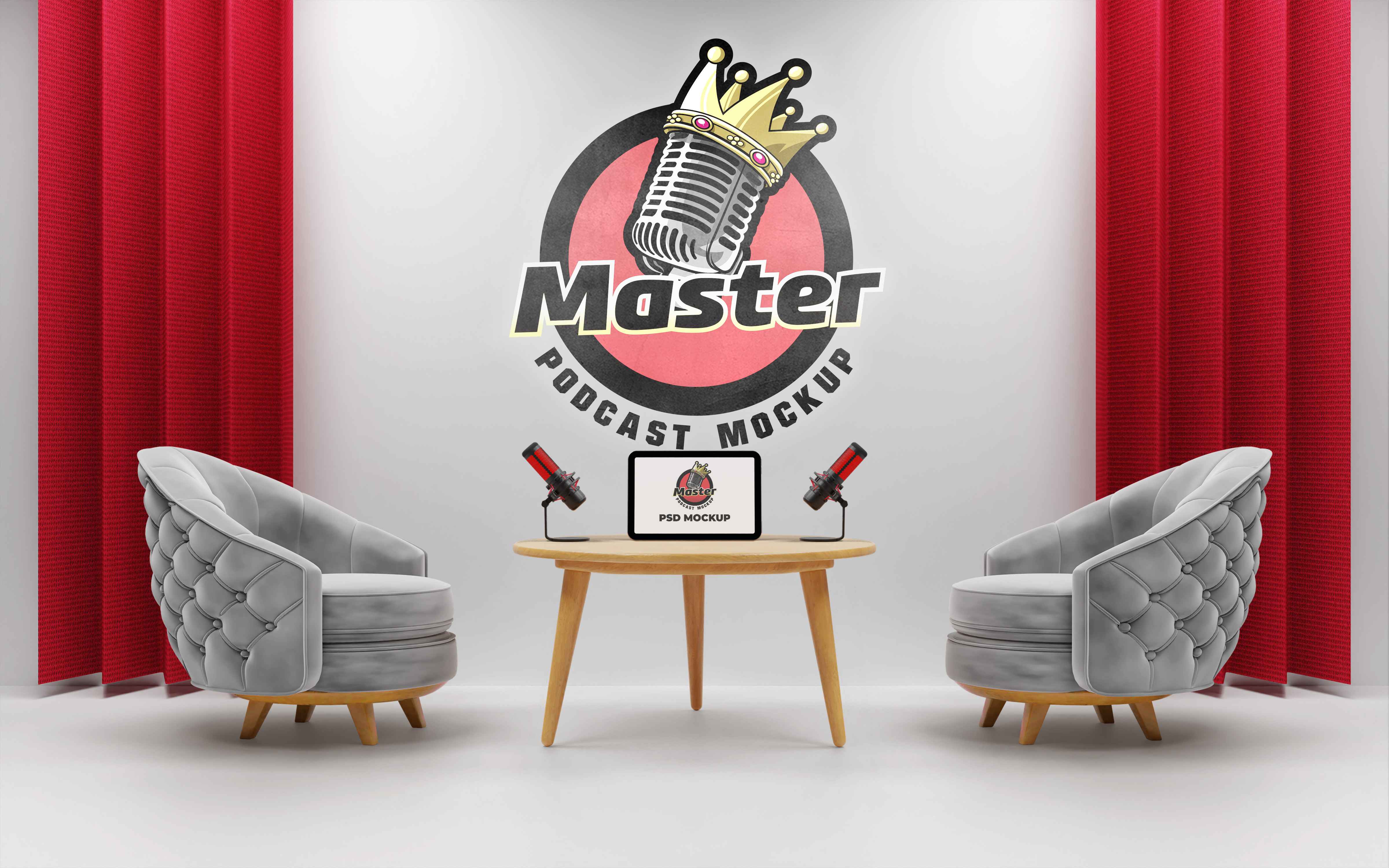 Room Wall Logo Mockup for Podcasts