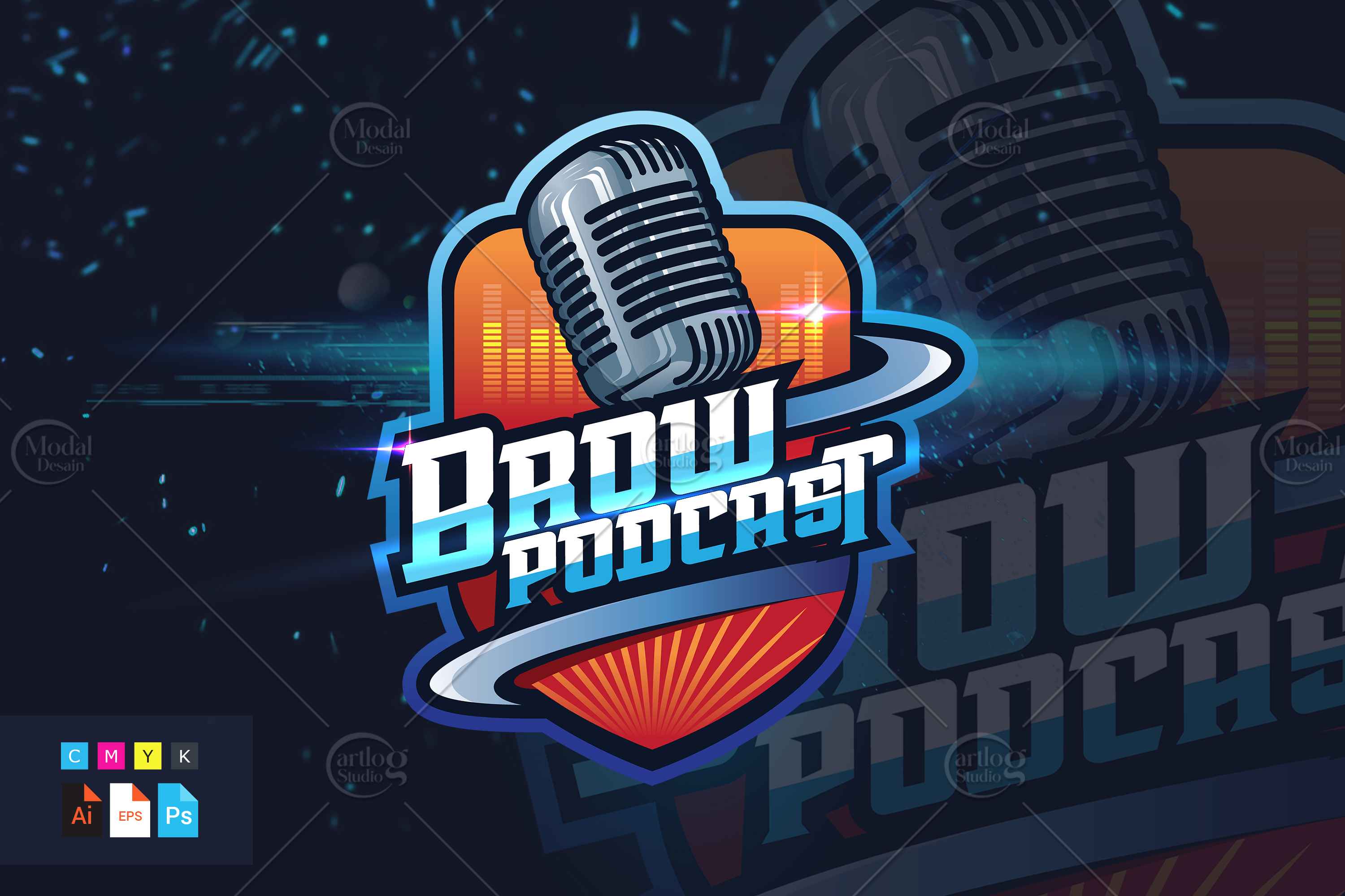 Podcast Esport Logo Template