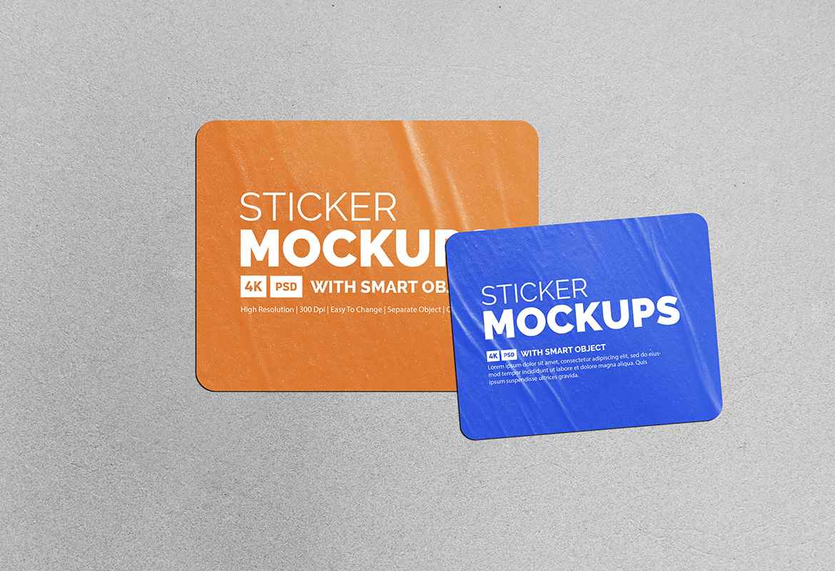 Realistic Paper Sticker Mockup Collection