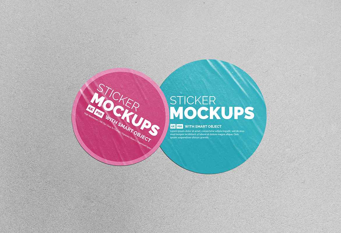 Realistic Paper Sticker Mockup Collection