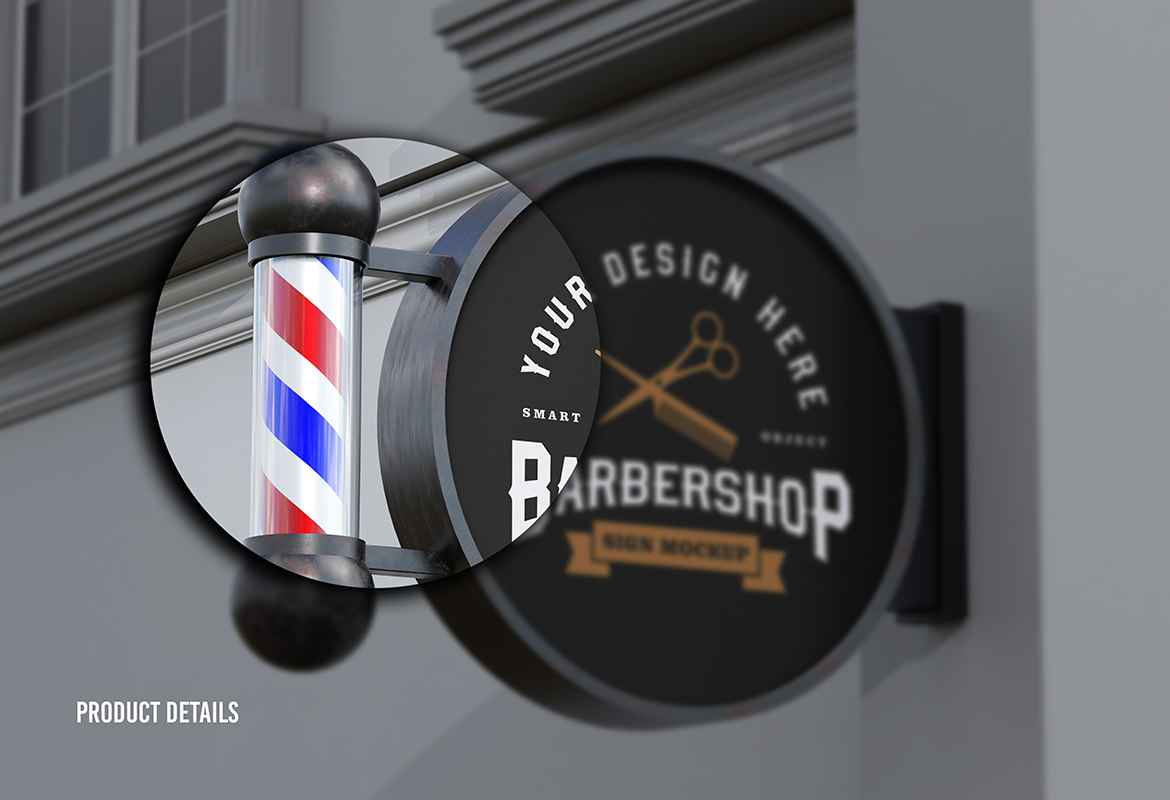 Realistic Barbershop Signboard Mockup
