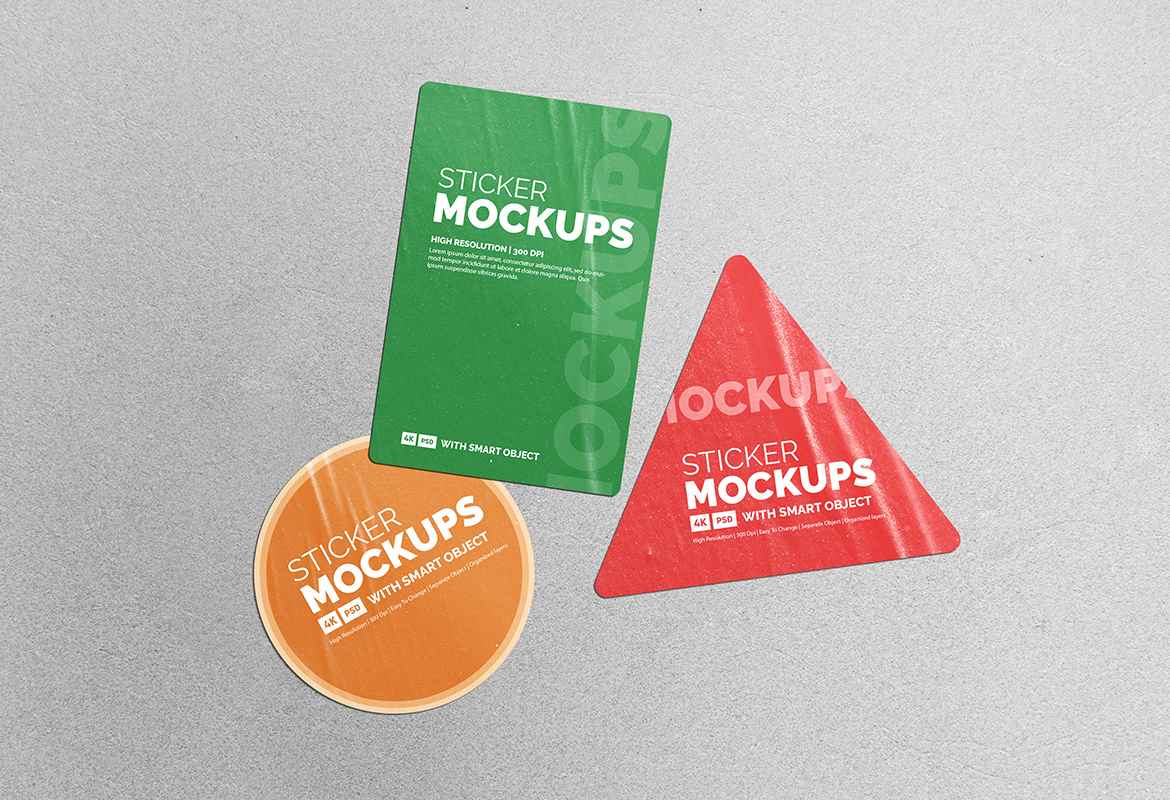 Realistic Paper Sticker Mockup Collection