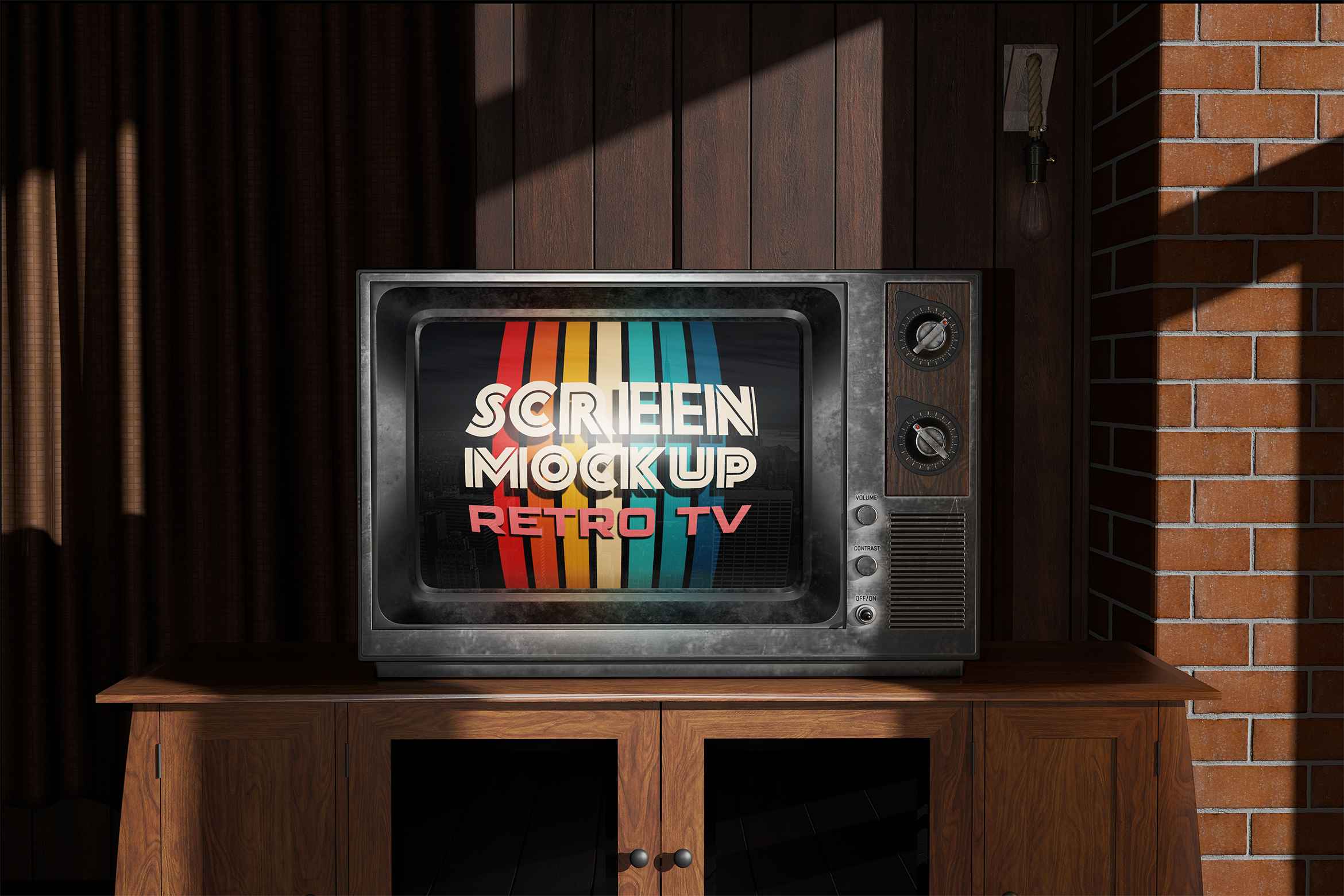 Retro TV Screen Mockup