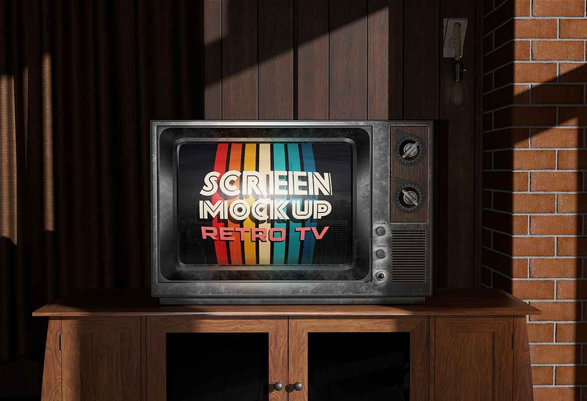Retro TV Screen Mockup
